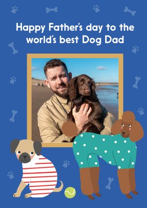 Moonpig Designers Cute Dog Illustration Best Dog Dad Photo Upload Father's Day Card