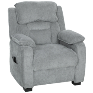 HOMCOM Sillón Relax Reclinable Eléctrico Motor Silencioso 2 Posiciones Memoria Reposapiés Reposacabezas Puerto USB y Bolsillos