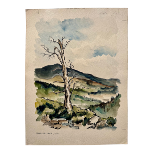 Henry Emil Salloch Original Watercolor on Paper Wheeler Lake, Colorado. 1956.