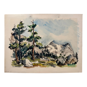 Henry Emil Salloch Original Watercolor on Paper Tuolumne Pass, 1951.