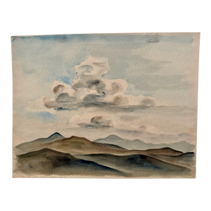 Henry Emil Salloch Original Watercolor on Paper Mountain Range, 1936.