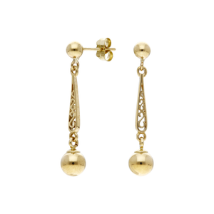 Pre-Owned 9ct Yellow Gold Scroll Pattern Drop Earrings
