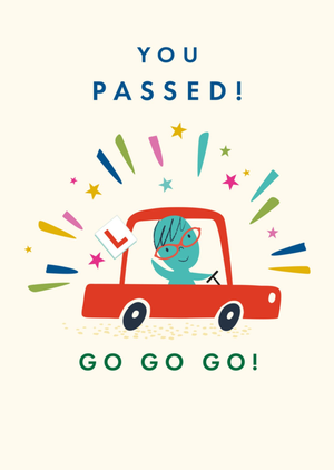 Klara Hawkins You Passed Illustrated Car Driving Test Card