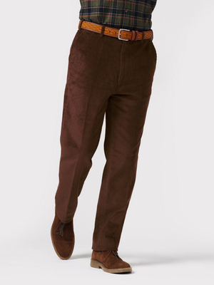 Brown Flat Front Corduroy Pants