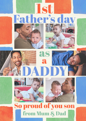Moonpig Proud Of You Son Bright Father's Day Photo Upload Card