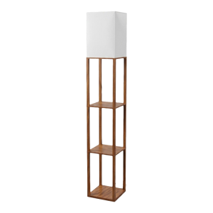 Modern Dark Wood 3-Tier Shelf Floor Lamp