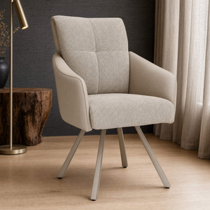 Duo Swivel Two-Tone Beige Pocket Sprung Dining Chair
