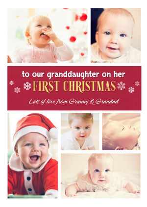 Moonpig Granddaughters First Christmas Multiple Photo Upload Christmas Card