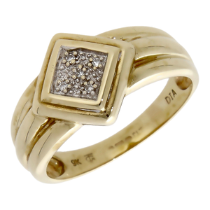 Pre-Owned 9ct Yellow Gold Square Diamond Cluster Ring