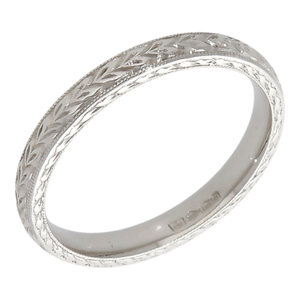 Pre-Owned Platinum 2mm Patterned Wedding Band Ring