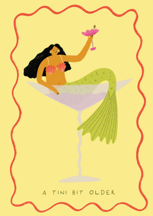 Moonpig A Tini Bit Older Illustrated Martini Mermaid Birthday Card