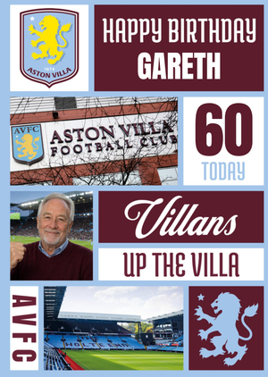 Moonpig Aston Villa Collage Photo Upload 60th Birthday Card