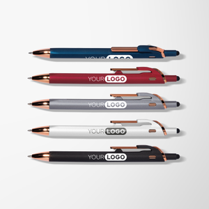 Metallic Soft Touch Recycled Hayes Stylus Pen with Rose Gold Trim