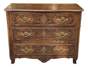 Baker Furniture Collector's Edition French Country Carved Oak Bachelor Chest of Drawers