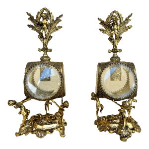 Antique Figaro Metal Glass, Perfume Bottles Pair