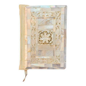Mid-Century Limited Edition Mother-of-Pearl Inlay New Testament of the Holy Bible.