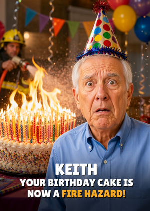 The London Studio Your Birthday Cake Is A Fire Hazard Photo Upload Funny Birthday Card
