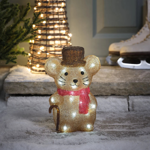 25cm LED-Acryl-Weihnachtsfigur Merlin die Maus mit Timer für den Außenbereich