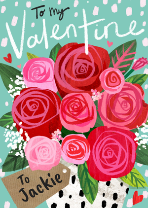 Moonpig To My Valentine Illustrated Floral Valentine's Day Card