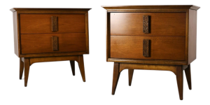 Bassett Mayan Vintage MCM Tiki Pair of Nightstands, C. 1960s, Attributed