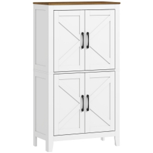 HOMCOM Armario de Baño Estrecho con Puertas Tipo Granero 4 Estantes y Estantes Ajustables 60x30x110 cm Blanco