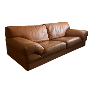 Vintage Roche Bobois Italian Cognac Leather Sofa by Tre Erre S.p.A. | 2003 | Natural Leather