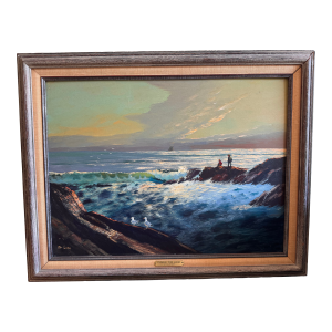 1980s Original Val McGann "Evening Tide, Maine" Oil Painting