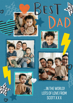 Moonpig Strikes Stars And Hearts Personalised Photo Upload Happy Birthday Card For Dad