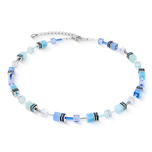 Iconic GEOCUBE Necklace Aqua Blue Crystal & Cut Glass