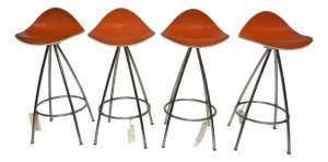 Onda Swivel Kitchen Stools by Jesús Gasca for Stua in Orange - Pair