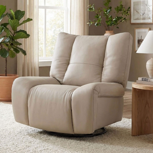 Marco Light Beige Leather Power Glider Recliner Chair