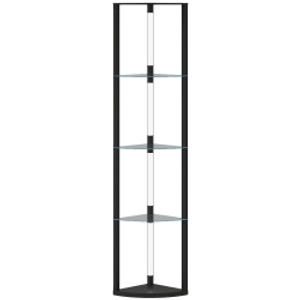 HOMCOM LED Floor Lamp with Shelves, Dimmable Standing Lamp with Foot Switch for Living Room, Bedroom, Black