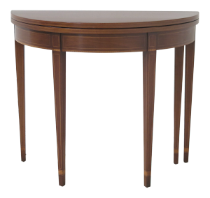 1970s Federal Kittinger-Biggs Inlaid Mahogany 1/2 Round Table