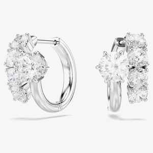 Swarovski Matrix Rhodium Plated Round Cut Hoop Earrings 5753572