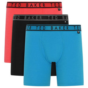 Mens 3-Pack Boxer Brief Underwear (Blue Danube/Black/Red)