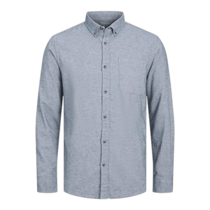 Mens Classic Melange Long Sleeve Shirt (Blue)