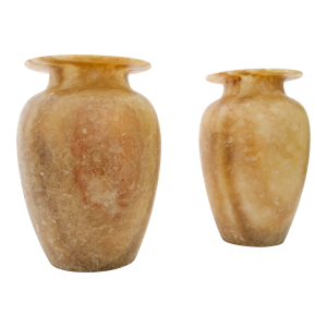 Pair of Early 20th Century Carved Alabaster Vases With Flared Rims