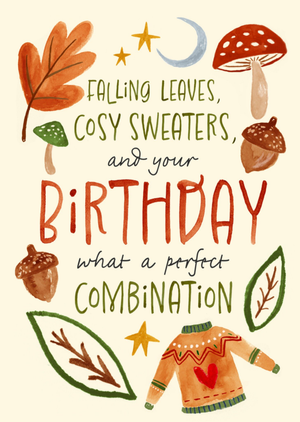 Moonpig Falling Leaves Cosy Sweaters And Your Birthday Card