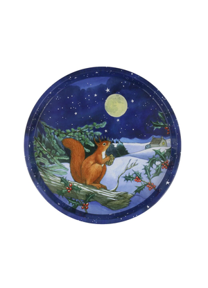 Midnight Squirrel Round Tin Tray