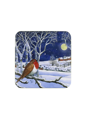 Midnight Robin Large Square Tin