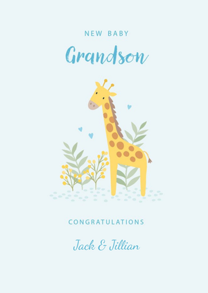 Moonpig Cute Illustrative Giraffe New Baby Grandson Card
