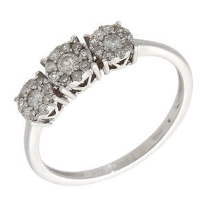 Pre-Owned 9ct White Gold Diamond Trilogy Halo Cluster Ring