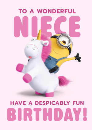 Despicable Me Minions Wonderful Niece Have A Despicably Fun Birthday Unicorn Card