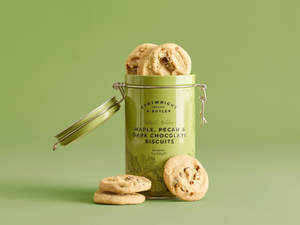 Maple & Pecan Dark Chocolate Biscuits in Tin 