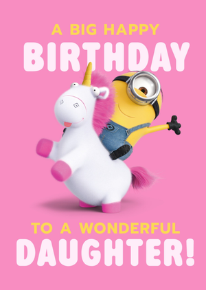 Despicable Me Minions A Birthday Happy Birthday Wonderful Daughter Unicorn Card