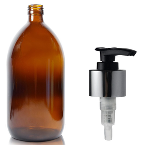 1000ml Budget Amber Glass Sirop Bottle With Premium Lotion Pump