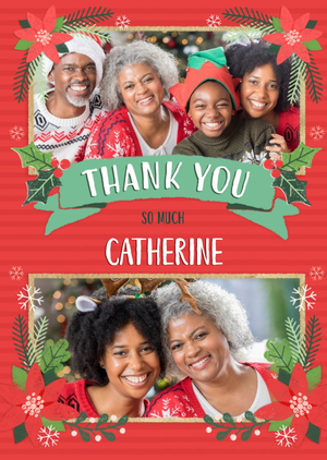 Moonpig Folk Flowers Photo Upload Christmas Thank You Card