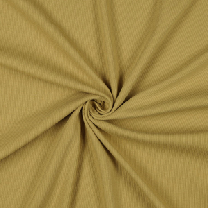 Tissu jersey coton maille fine côtelé - Ocre