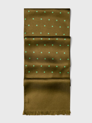 Bronze & Green Polka Dot Silk Scarf