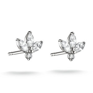 Silver Zirconia Flower Stud Earrings